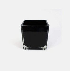 Vase verre carré cube noir 10 cm