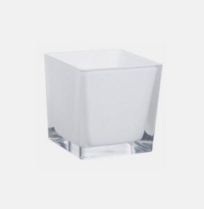 Vase verre carré cube blanc 10 cm