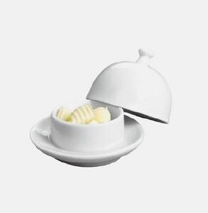 Beurrier rond avec couvercle porcel