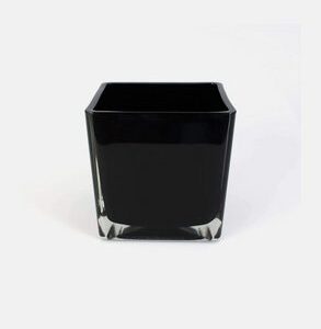 Vase verre carré cube noir 14 cm
