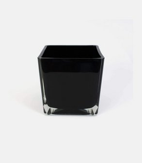 Vase verre carré cube noir 14 cm