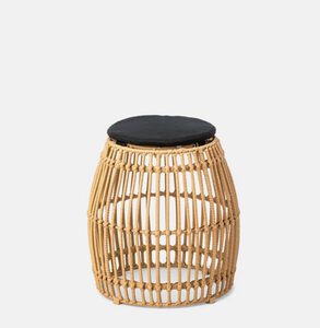 Pouf Palm Rotin + coussin noir