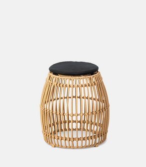 Pouf Palm Rotin + coussin noir