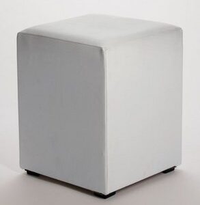 Pouf carré 35 cm skai blanc M2
